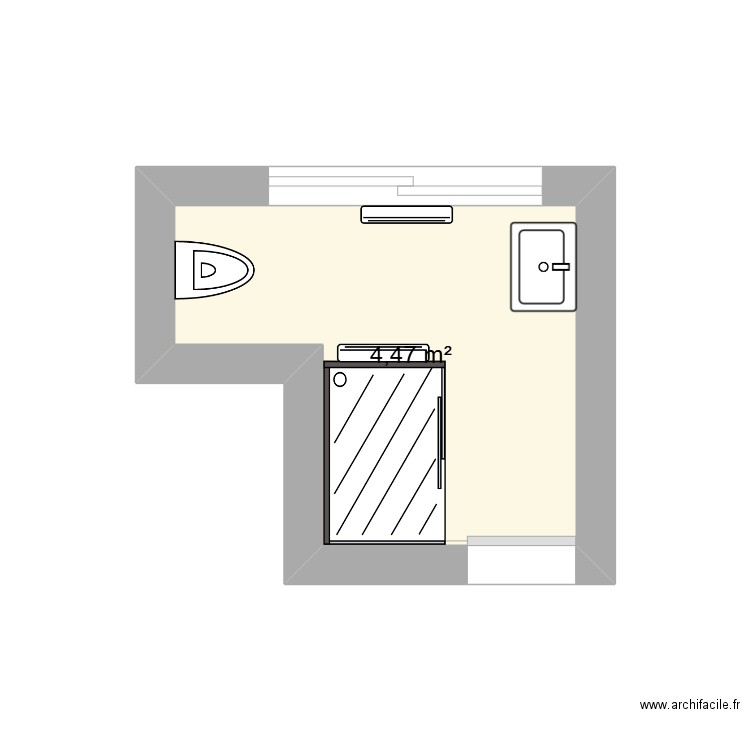 Plan Salle d'eau. Plan de 1 pièce et 4 m2