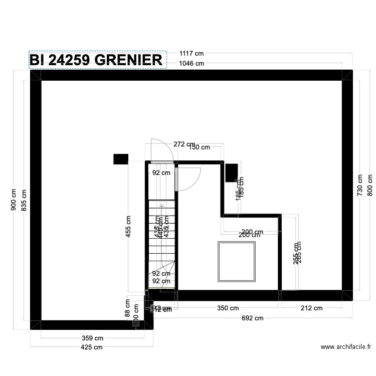 BI 24259. Plan de 15 pièces et 168 m2