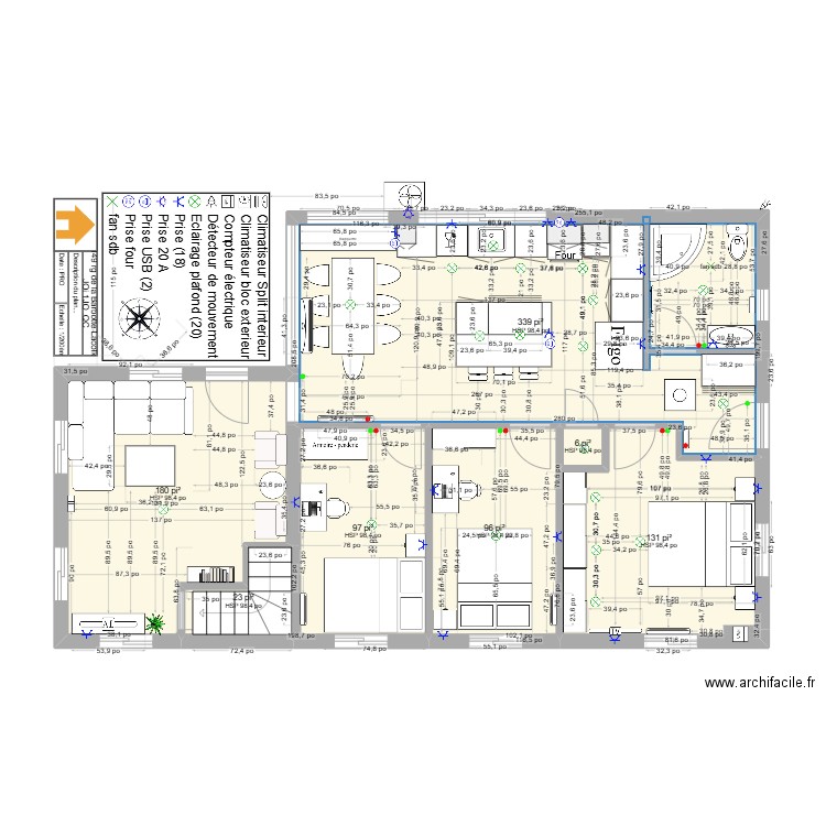 étage lacolle. Plan de 7 pièces et 81 m2