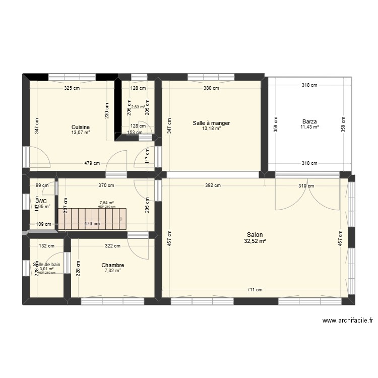 Plan1 Maison Bon. Plan de 9 pièces et 93 m2