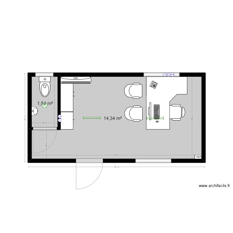 SOAME PARKS. Plan de 2 pièces et 16 m2