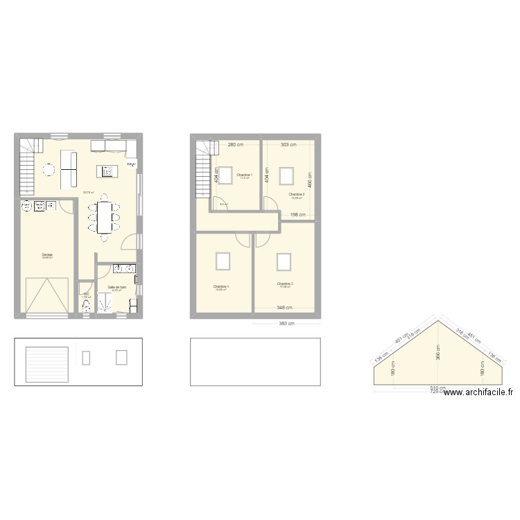 maison 3. Plan de 9 pièces et 128 m2