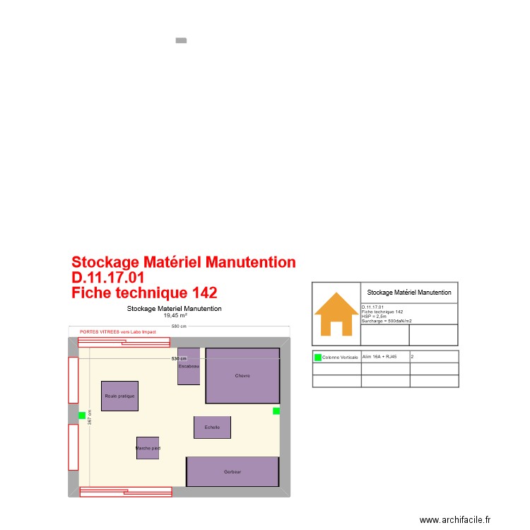 labo Materiel Manutention V2. Plan de 1 pièce et 19 m2