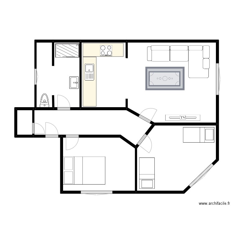 appartement Miloude . Plan de 6 pièces et 99 m2