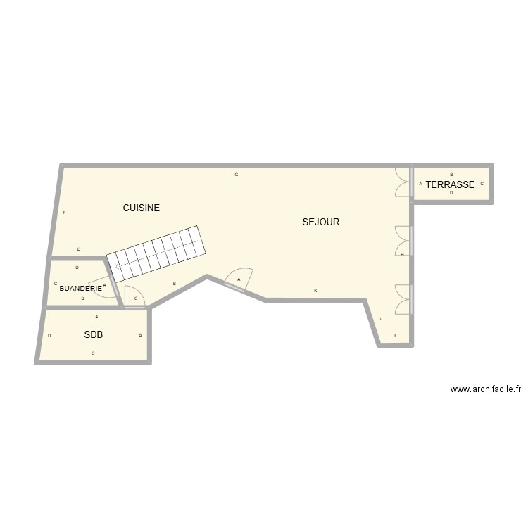 RDC VAUVERT MAINGRIN. Plan de 4 pièces et 41 m2