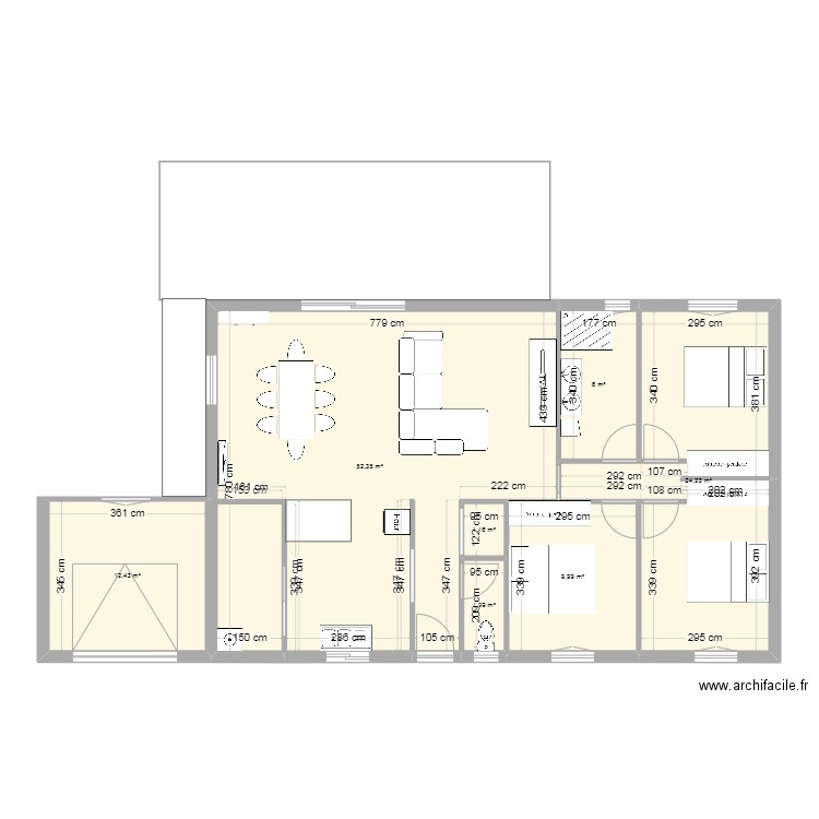 maison escoubes. Plan de 7 pièces et 108 m2