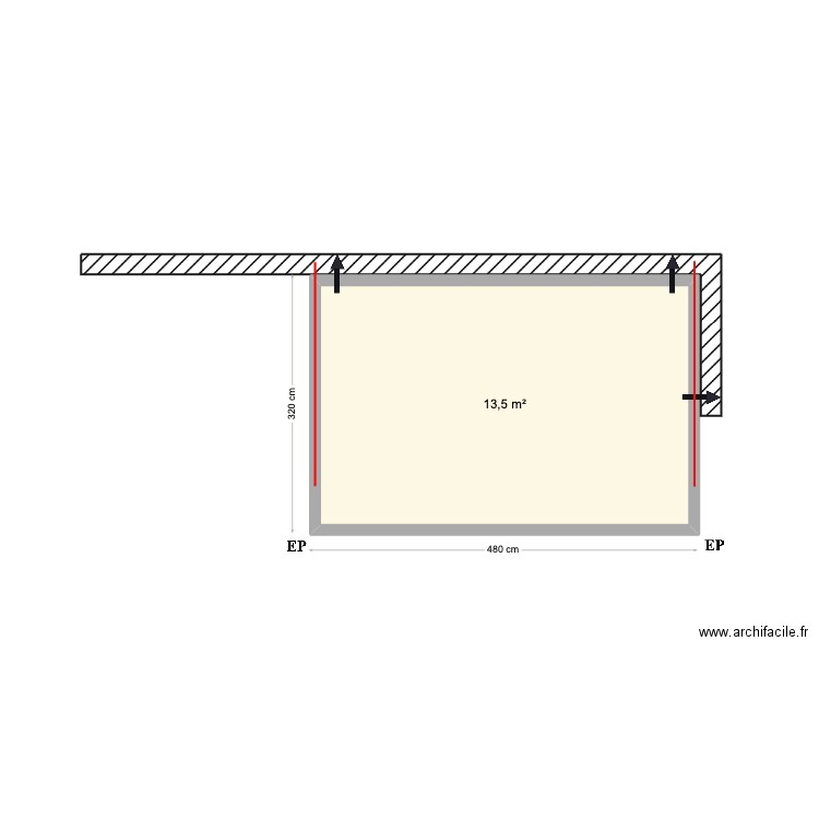 Saracco OEIRAS. Plan de 1 pièce et 14 m2