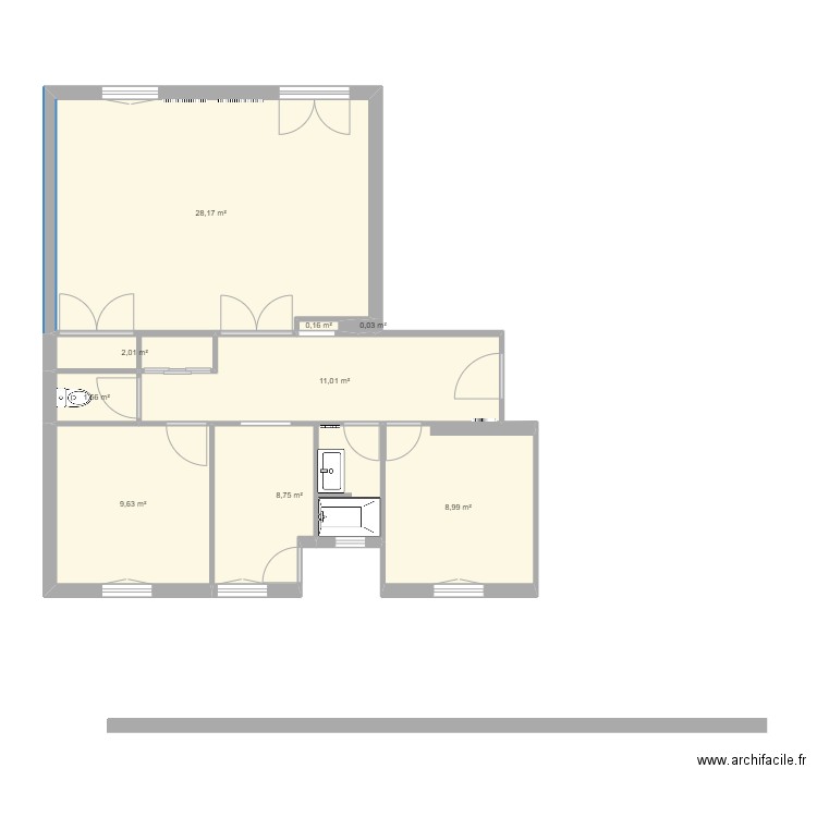 ROANE. Plan de 9 pièces et 70 m2