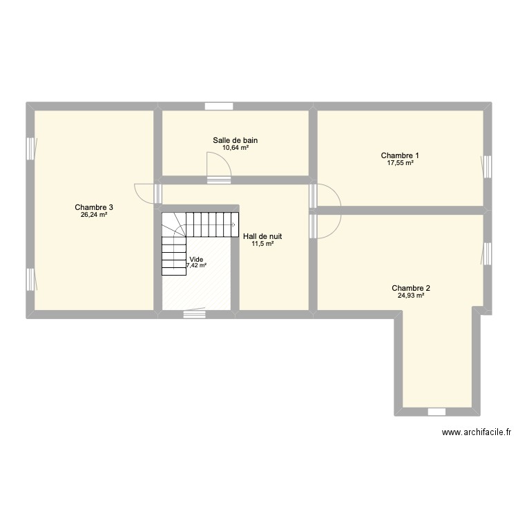 Masnuy étage . Plan de 6 pièces et 98 m2