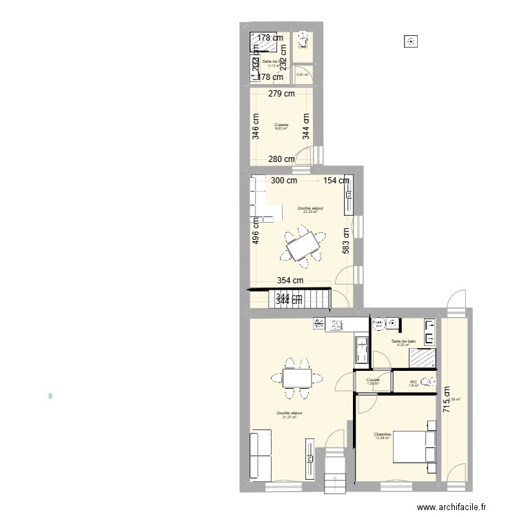 haillicourt. Plan de 12 pièces et 105 m2