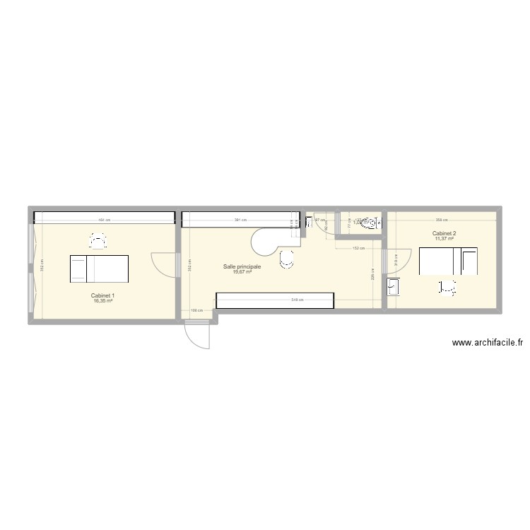 Feronstrée. Plan de 4 pièces et 48 m2