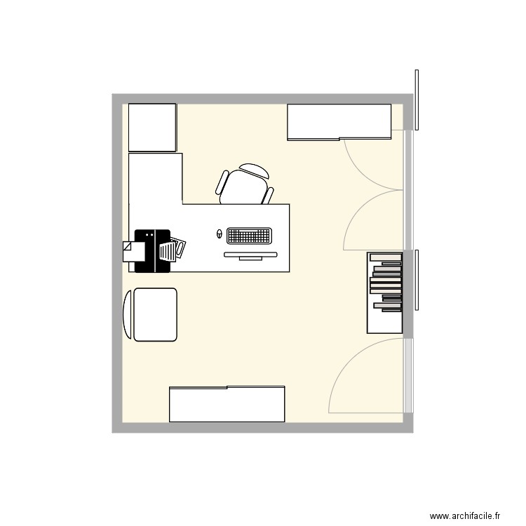 Bureau. Plan de 1 pièce et 9 m2