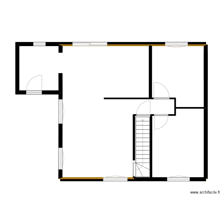 RDC. Plan de 2 pièces et 22 m2