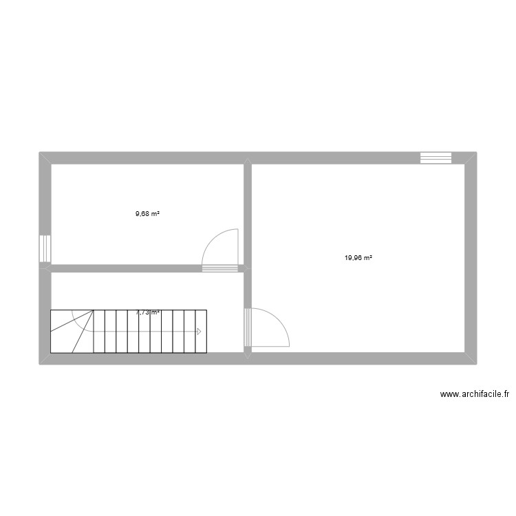 1er Etage - SdB - Chambre 1. Plan de 3 pièces et 37 m2