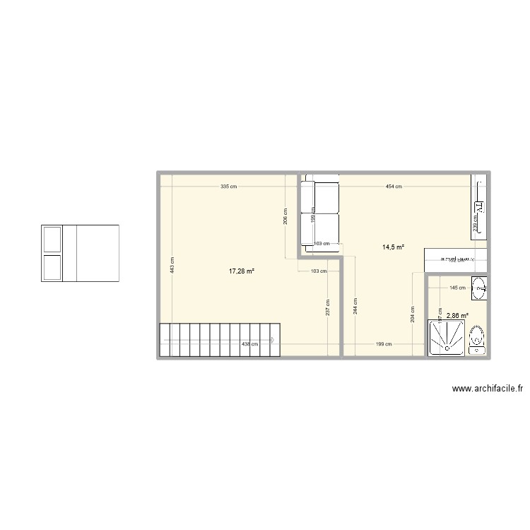 amenagement cave 35. Plan de 3 pièces et 35 m2