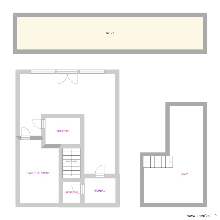 plan salon de coiffure. Plan de 6 pièces et 69 m2