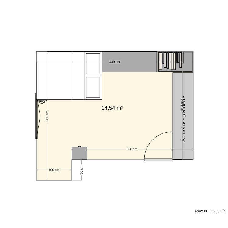 Chambre. Plan de 1 pièce et 15 m2