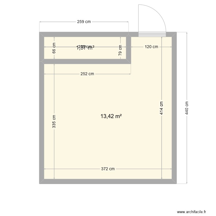 DEPENDANCE ( CUISINE CHAUFFÉE ). Plan de 2 pièces et 15 m2