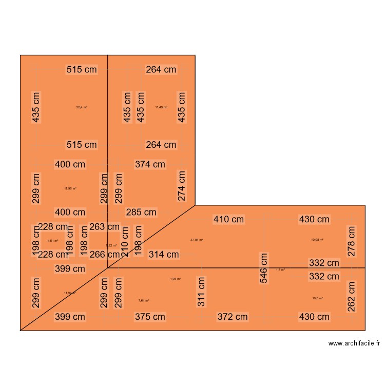 pp4ch. Plan de 12 pièces et 139 m2