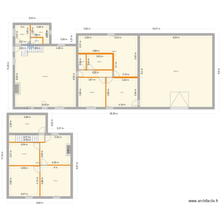 CHANTAL. Plan de 15 pièces et 312 m2