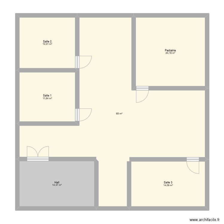 cabinet de kine. Plan de 6 pièces et 137 m2