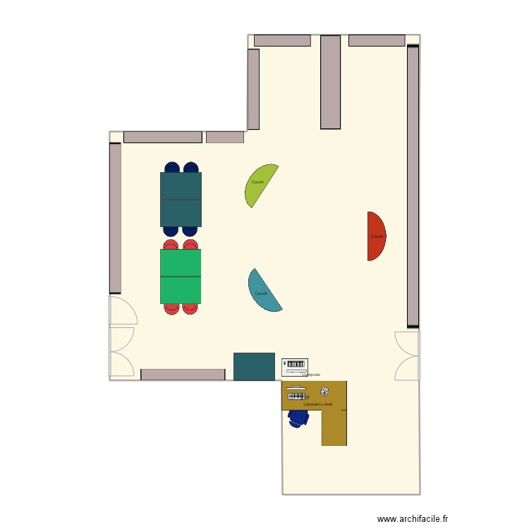 Library. Plan de 3 pièces et 92 m2