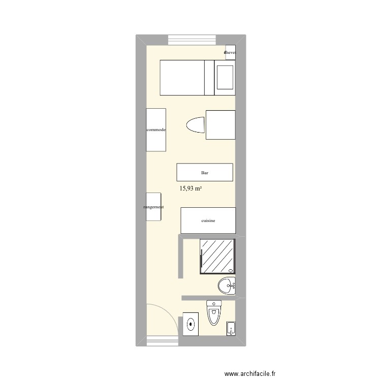 plan_240_2. Plan de 1 pièce et 16 m2