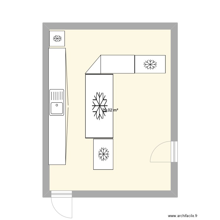 boutique. Plan de 1 pièce et 29 m2