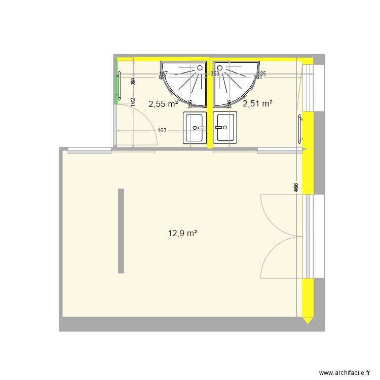 Sdb2024. Plan de 3 pièces et 18 m2