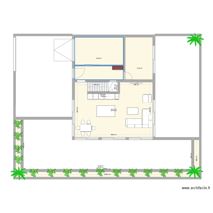 maison perso RDC. Plan de 4 pièces et 106 m2