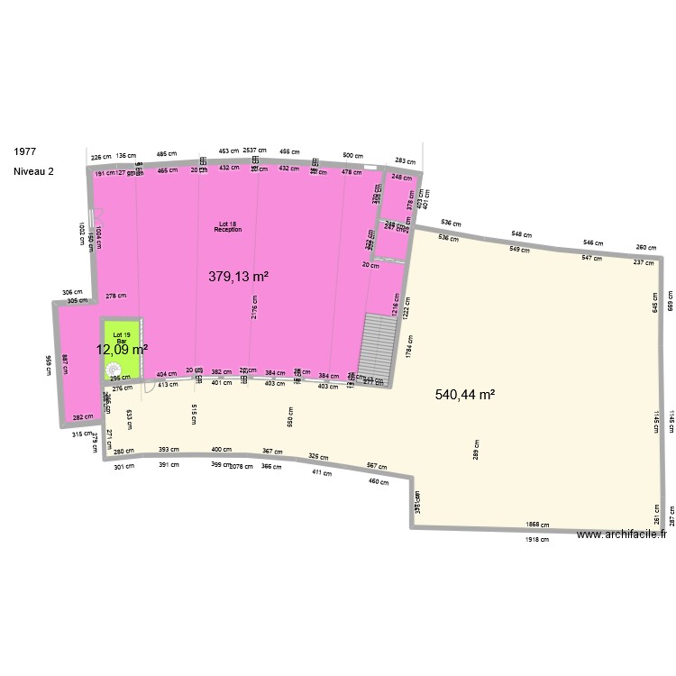 ACCUEIL 1977 Niveau 2 ok. Plan de 3 pièces et 948 m2