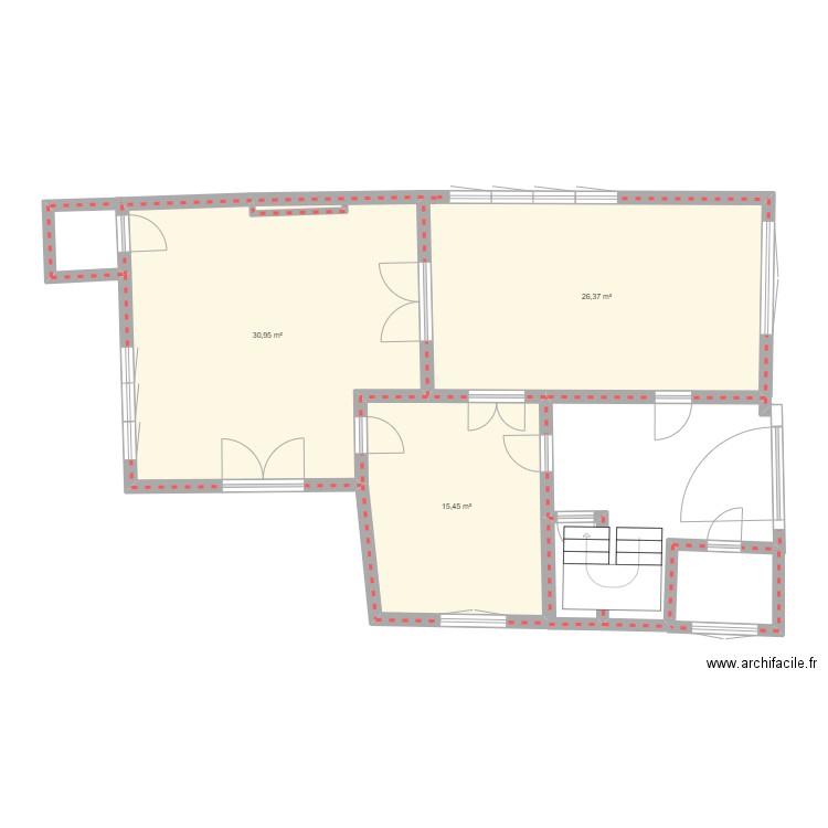 falisolle. Plan de 3 pièces et 73 m2