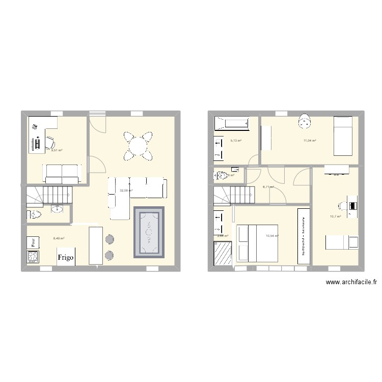 Maison. Plan de 10 pièces et 98 m2