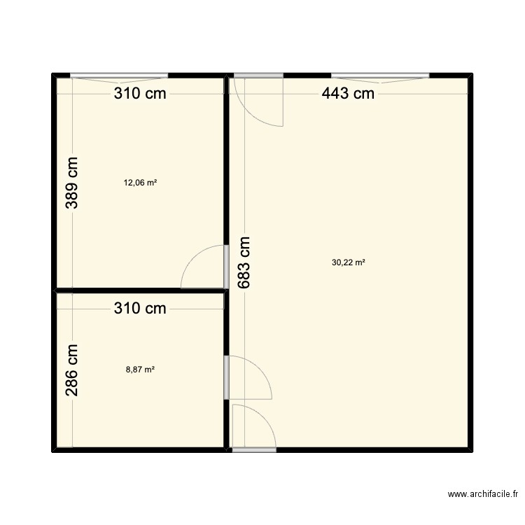 maison. Plan de 3 pièces et 51 m2