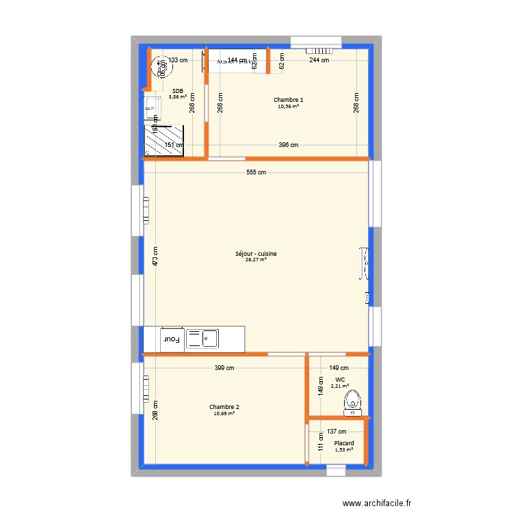 Benzine - Appartement. Plan de 9 pièces et 115 m2