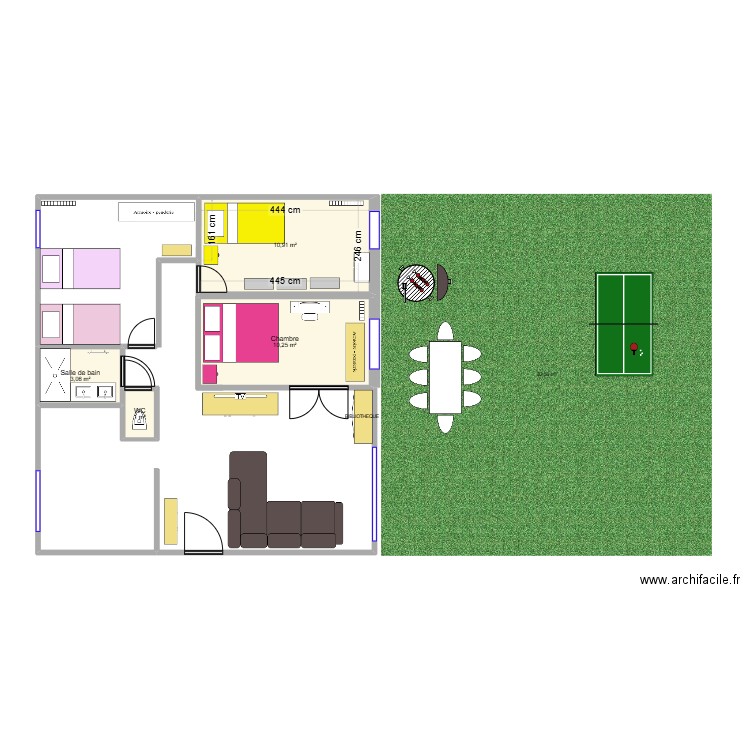 REAGENCEMENT. Plan de 4 pièces et 25 m2