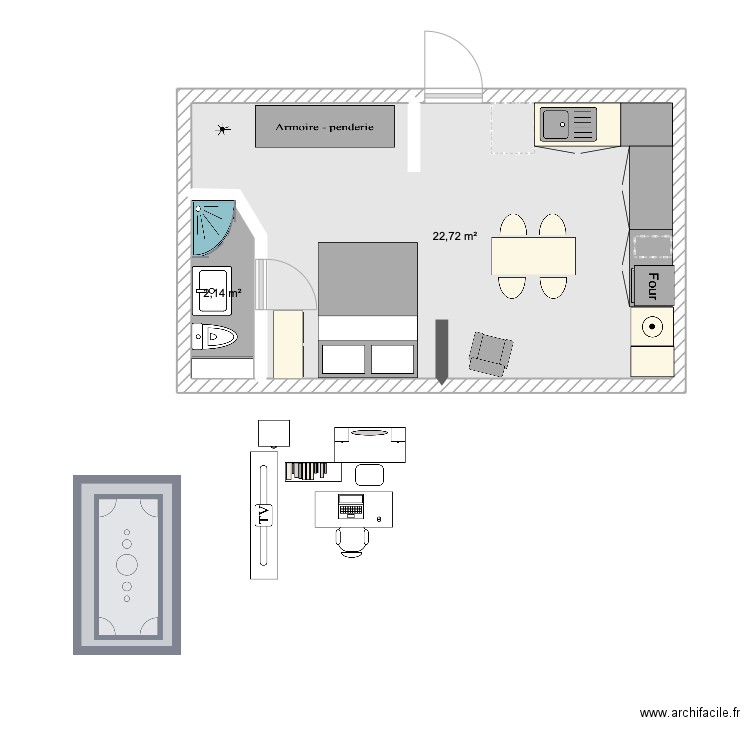 appartement limoges. Plan de 2 pièces et 25 m2