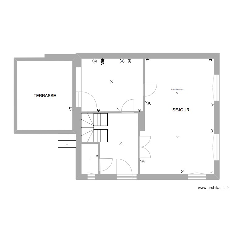 REZ DE CHAUSSE. Plan de 2 pièces et 81 m2