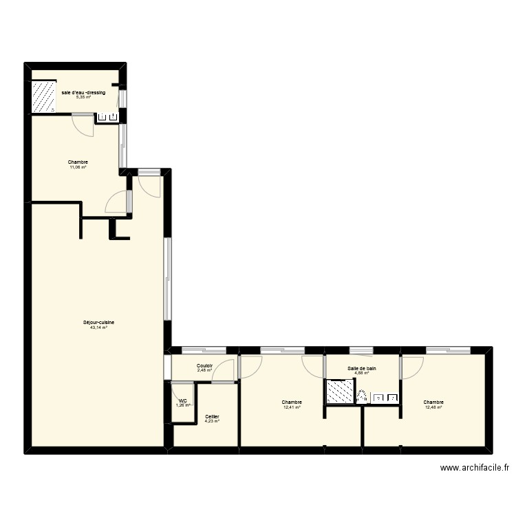 SANZ. Plan de 9 pièces et 97 m2