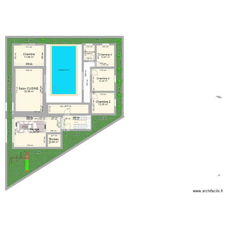 MAISON BOUINANE . Plan de 10 pièces et 154 m2