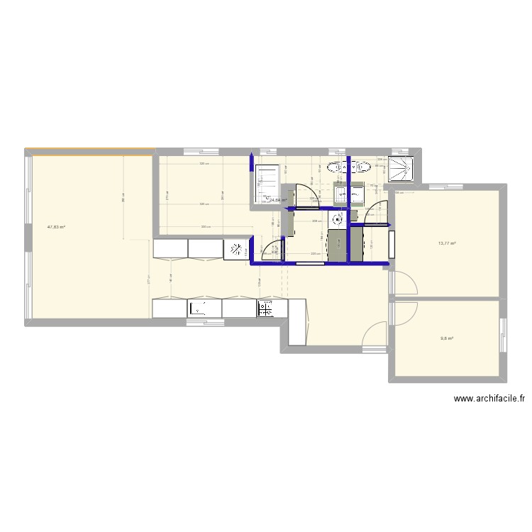 Hezi - modifications et cotations 3. Plan de 4 pièces et 96 m2