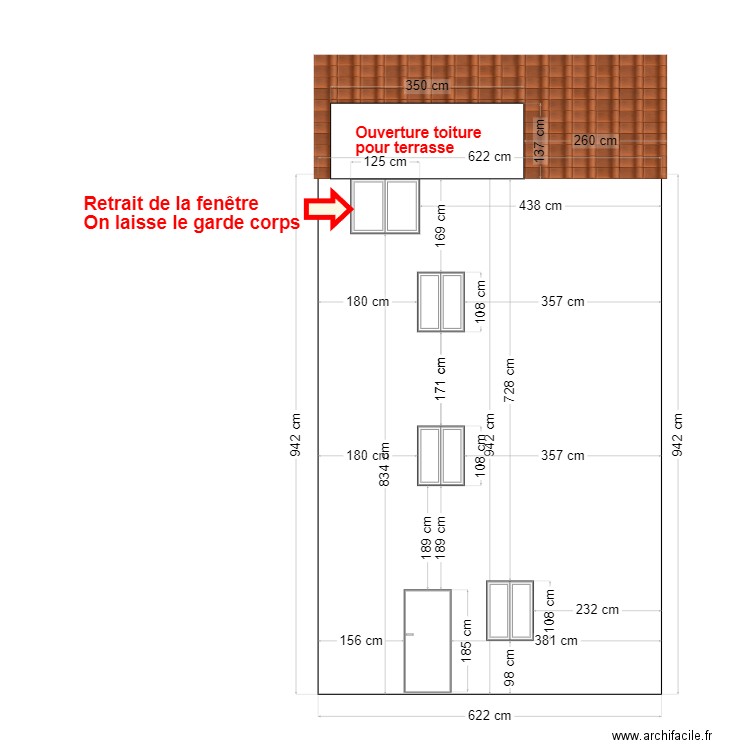 Plan de façade pour terrasse tropézienne maison de village. Plan de 0 pièce et 0 m2