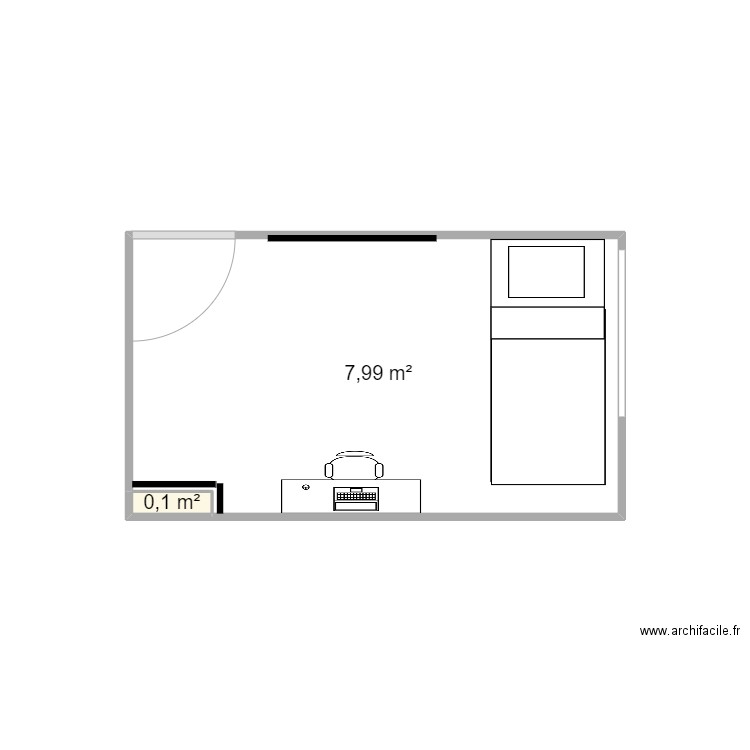 FUTURE CHAMBRE. Plan de 2 pièces et 8 m2