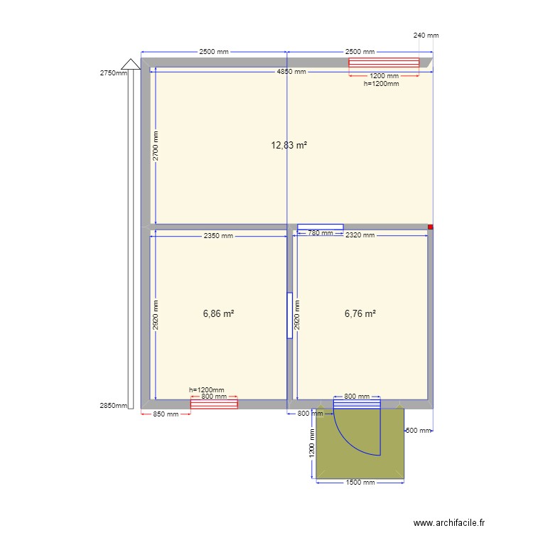 Пушкино 2м 1. Plan de 4 pièces et 28 m2