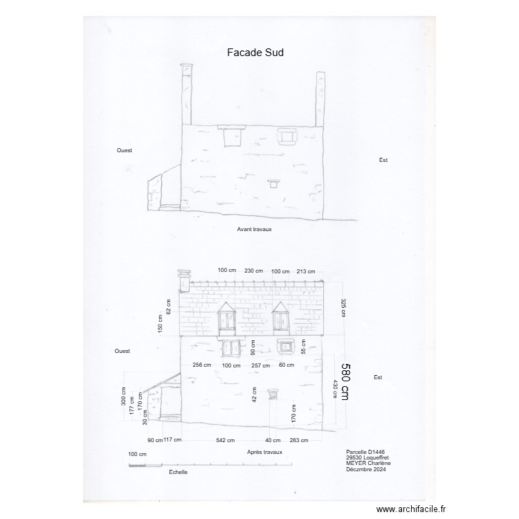 Facade Sud D1446. Plan de 0 pièce et 0 m2