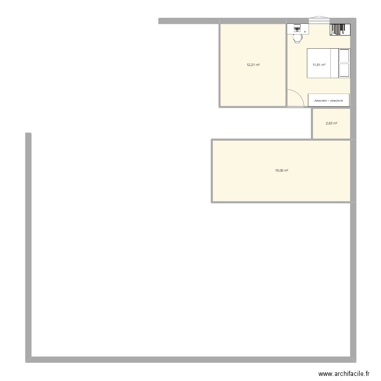 Morlass. Plan de 4 pièces et 46 m2