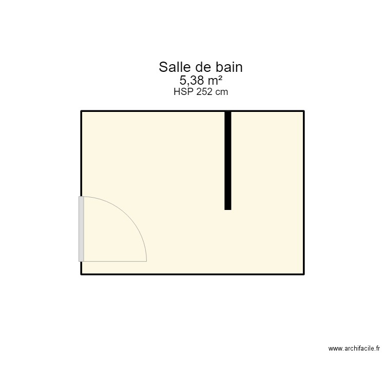 AUBINEAU SDB. Plan de 1 pièce et 5 m2