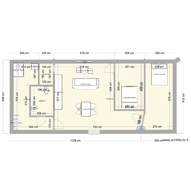 logement 2_2. Plan de 5 pièces et 77 m2