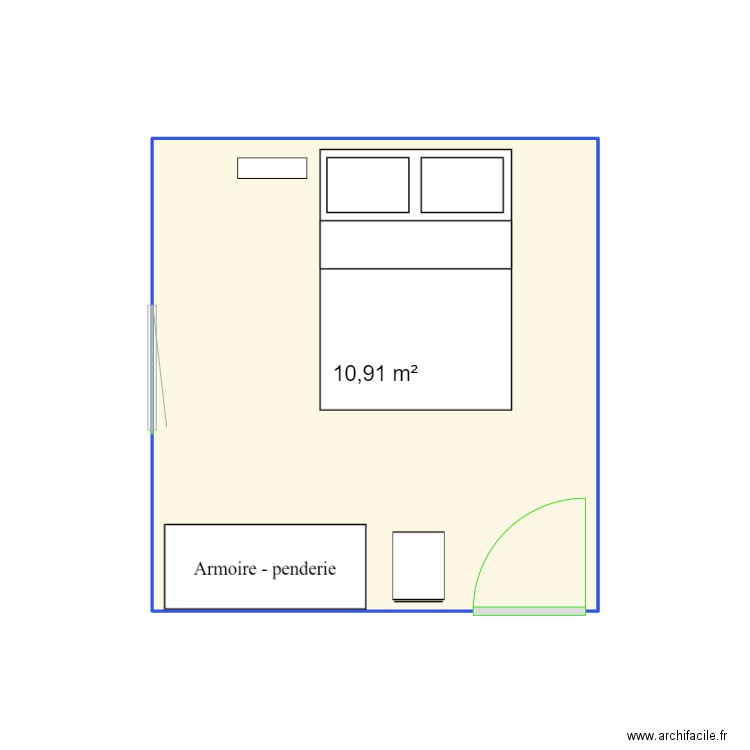 Fleury sur Orne. Plan de 1 pièce et 11 m2