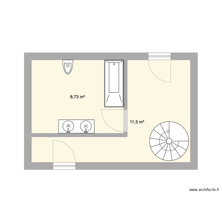 La Lande Palier. Plan de 2 pièces et 20 m2